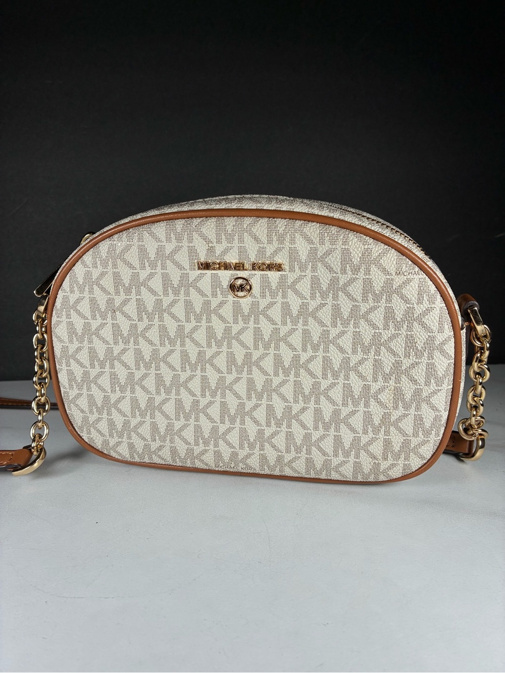Michael Kors Beige/Acorn Signature Crossbody Bag
